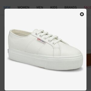 Superga White Leather Platform Sneakers.